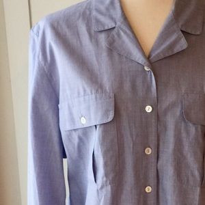 Jones New York Blue Long sleeve button-down blouse